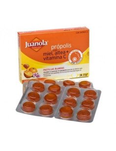 JUANOLA PROPOLIS MIEL ALTEA Y VITAMINA C 24 PASTILLAS SABOR NARANJA