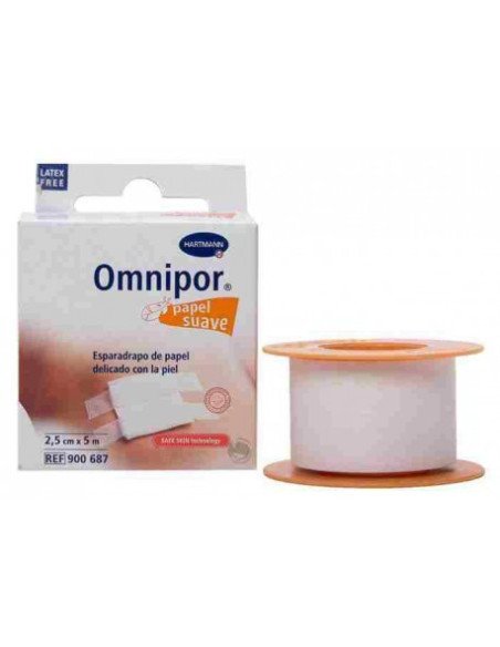 ESPARADRAPO HIPOALERGICO OMNIPOR PAPEL 1 UNIDAD 5 M X 2,5 CM