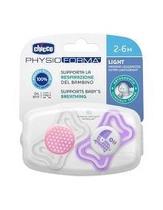 CHUPETE SILICONAORTODONTICO CHICCO PHYSIO LIGHT 2 - 6 MESES 2 UNIDADES COLOR ROSA