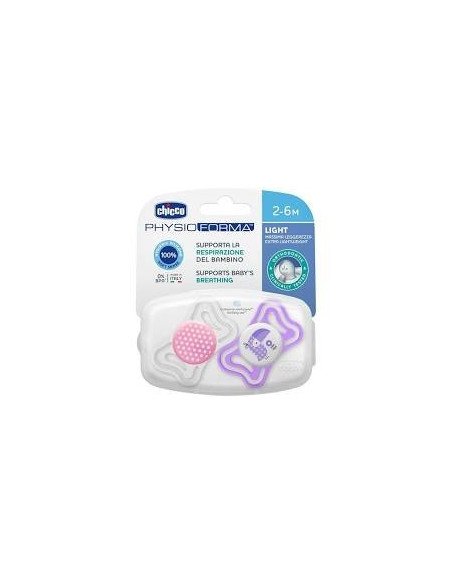 CHUPETE SILICONAORTODONTICO CHICCO PHYSIO LIGHT 2 - 6 MESES 2 UNIDADES COLOR ROSA