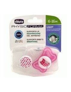 CHUPETE SILICONA ORTODONTICO CHICCO PHYSIO LIGHT 6 - 16 MESES 2 UNIDAD COLOR ROSA