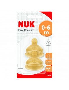TETINA LATEX ANTICOLICO LECHE NUK FIRST CHOICE TALLA 1 M 2 UNIDADES