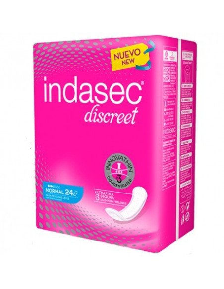 COMPRESA PERDIDAS LEVES INDASEC DISCREET NORMAL 24 UNIDADES