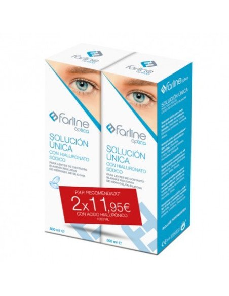 FARLINE OPTICA SOLUCION UNICA CON HIALURONICO 2 ENVASES 500 ML DUPLO