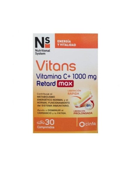 NS VITANS VITAMINA C+ 1000 MG RETARD MAX 30 COMPRIMIDOS